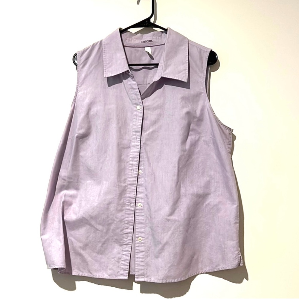 Cherokee Womens Size 18W Sleeveless Button Down Top